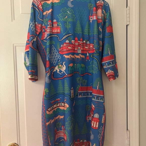 Gretchen Scott Designs Blue and Red Long Sleeve Dress - Picture 2 of 2